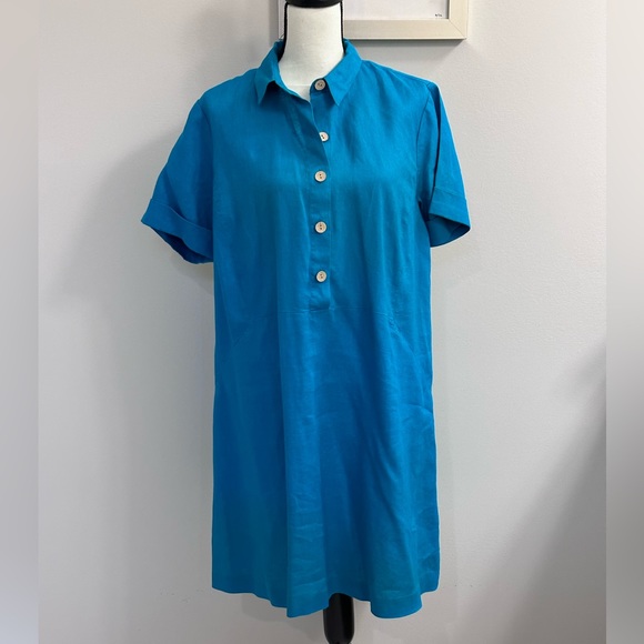 J. Jill Dresses Jjill Linen Shirtdress Teal Size Lp Poshmark